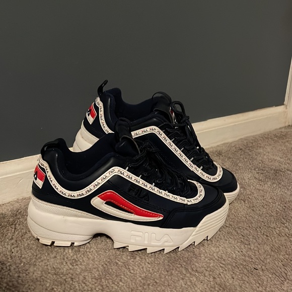 Fila Women's Blue Disruptor 2 Premium Repeat Sneakers - Picture 2 of 7